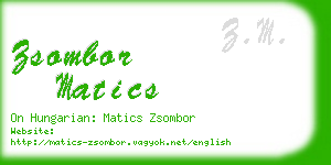 zsombor matics business card